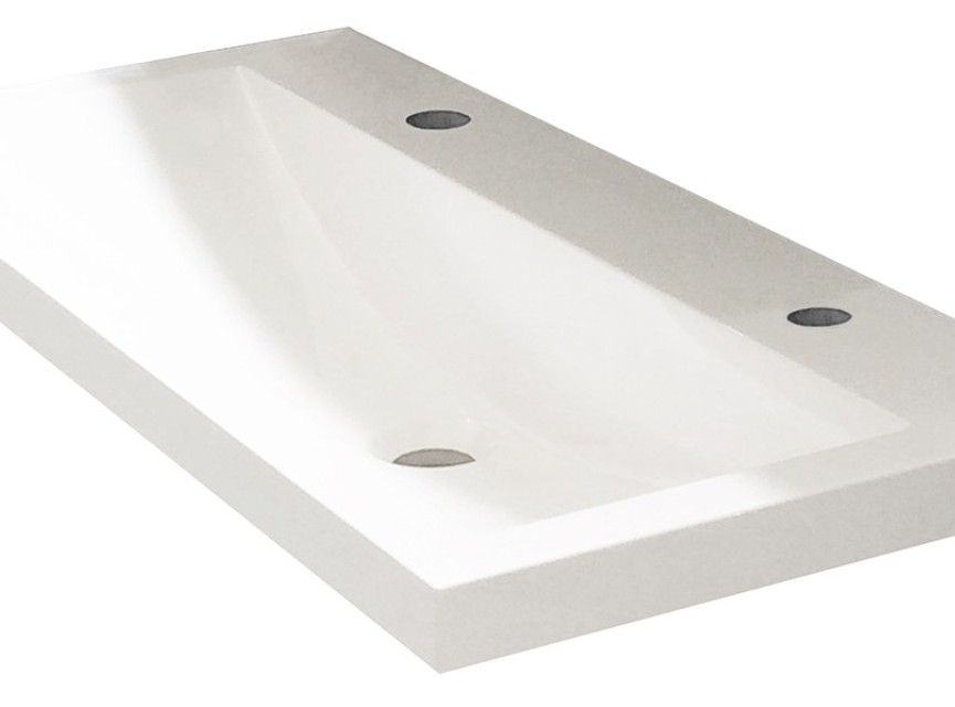 wastafel 100cmx36cm twee kraangaten wit