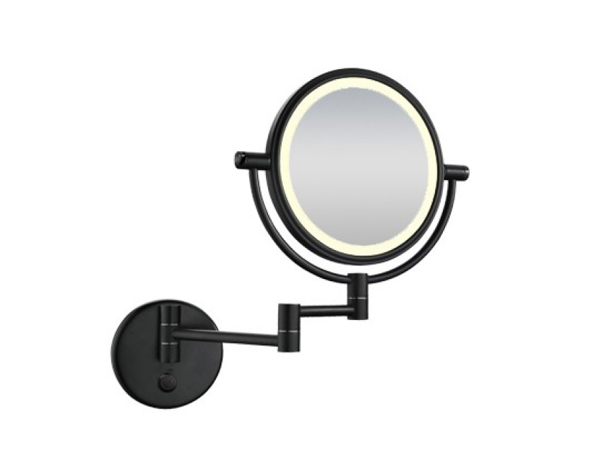 wand scheerspiegel met led verlichting mat-zwart