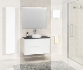 Bologna badmeubel 80cm matwit+stenen blad