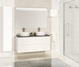 Bologna badmeubel 120cm matwit+stenen blad
