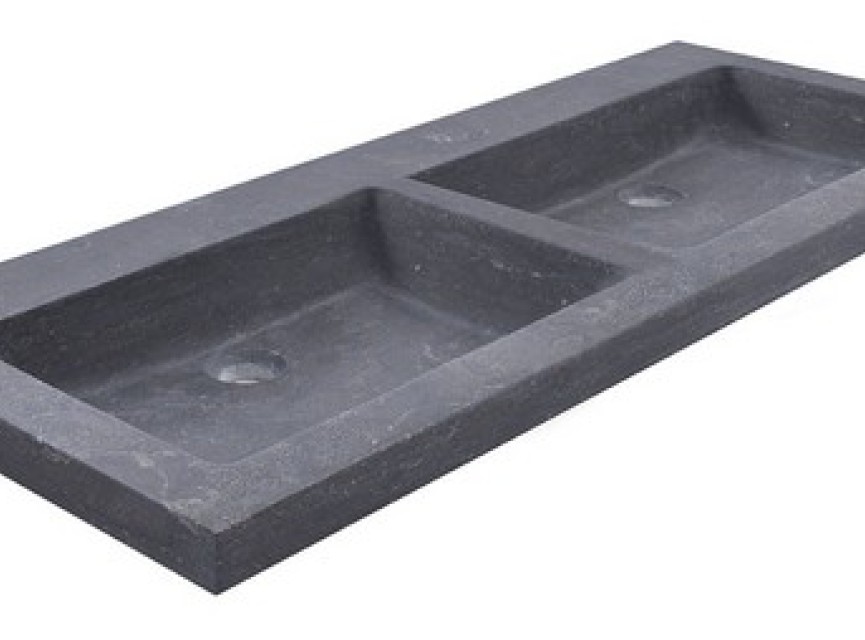 hardstenen meubelwast. Dubbel 120x46x5 zo.kr.gat
