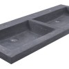 hardstenen meubelwast. Dubbel 120x46x5 met 2 kr.gaten