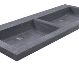 hardstenen meubelwast. Dubbel 120x46x5 met 2 kr.gaten