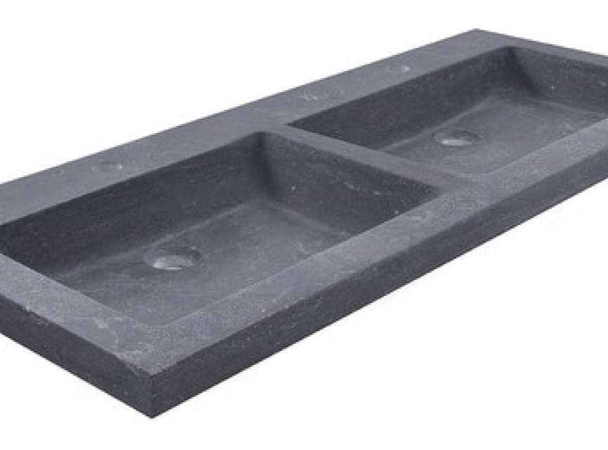 hardstenen meubelwast. Dubbel 120x46x5 met 2 kr.gaten