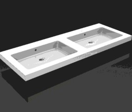 keramische dub.meubelwastafel 120x46 zond. kr.gaten