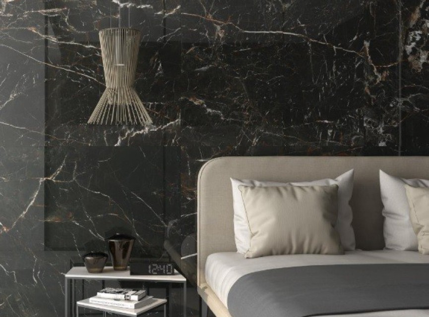 Ceasar Black Gold 60x120 LEVIGLASS / Hoogglans Vloertegels / Woonkamer / Winkel Ruimte / Badkamer