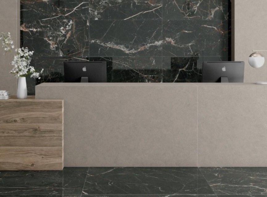 Ceasar Black Gold 60x120 LEVIGLASS / Hoogglans Vloertegels / Woonkamer / Winkel Ruimte / Badkamer