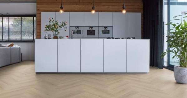 Lyon visgraat pvc silent rigid click micro-bevel 4V - Beige