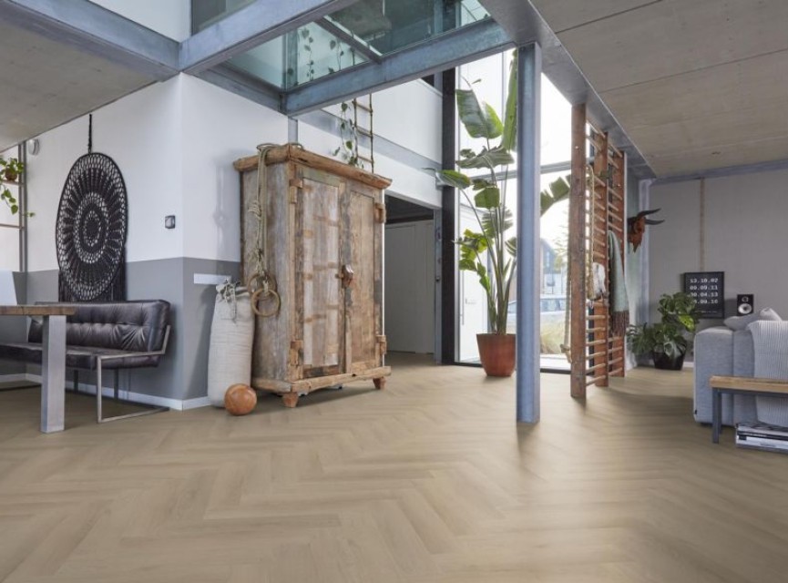 Amsterdam Herringbone Visgraat Plak Pvc Herringbone BEIGE - Plak PVC / Dryback