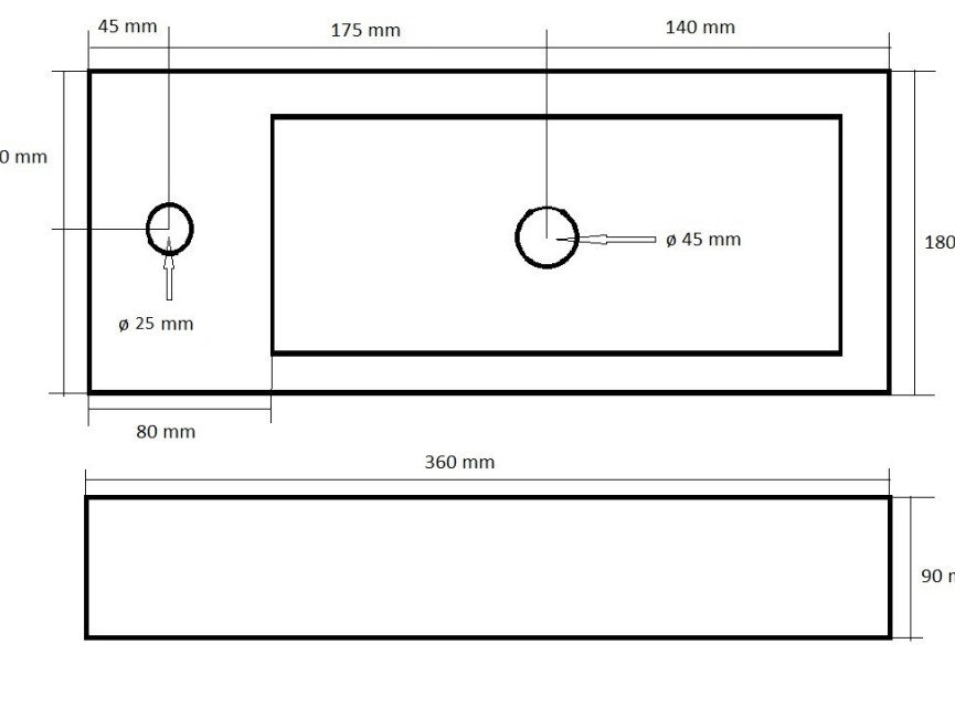 Fontein Mini-block antraciet-grijs Links 36x18x9cm