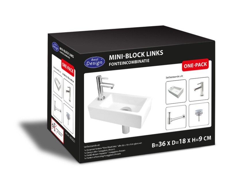 Fonteincombinatie Mini-Block Links glans-wit