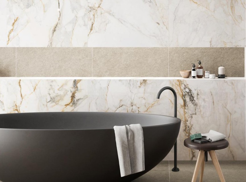 Hoogglans CEASAR Gold White ( LEVIGLASS ) 60x120 Vloertegel en Wandtegel Woonkamer / Winkelruimte / Badkamer / Keuken