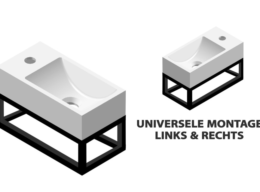 Fontein R-Line L en R inclusief zwart frame met kraangat