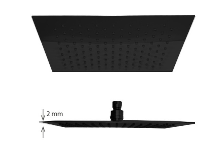 Regendouche vierkant Nero-Brause 300mm x 2 mm mat-zwart
