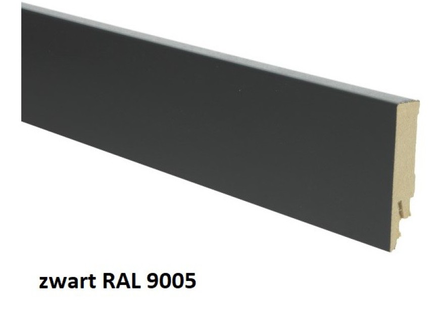 MDF Blok Model ZWART Ral 9005 Plint 14x120mm / Lengte 2400mm