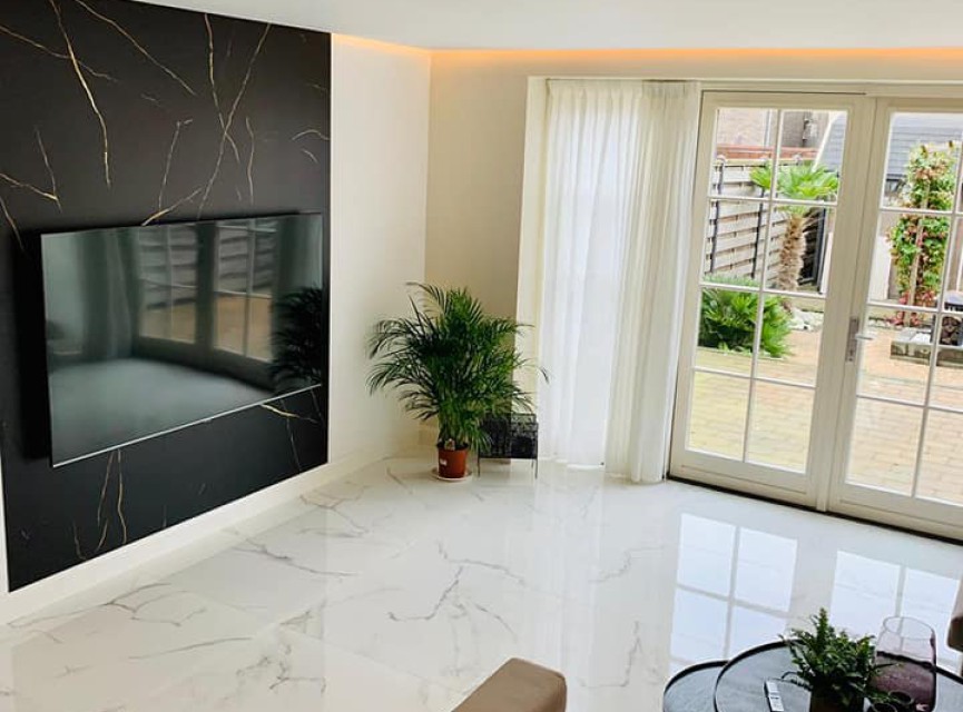 Statuario Brillo Marmerlook 90x90 Hoogglans Vloertegel Woonkamer / Extra groot formaat