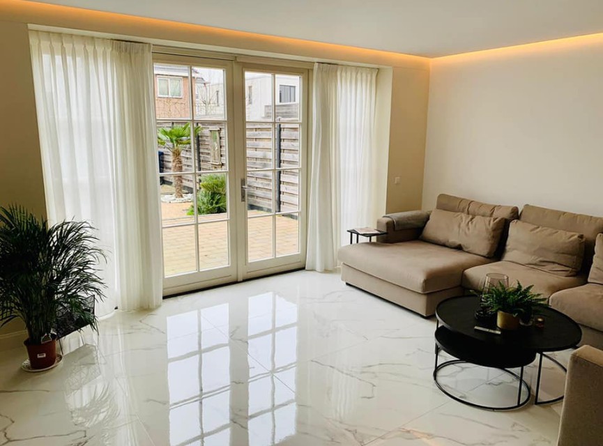 Statuario Brillo Marmerlook 90x90 Hoogglans Vloertegel Woonkamer / Extra groot formaat