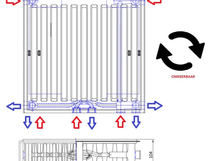 40x220 cm Type 22 - 3542 Watt - ECA Paneelradiator Compact 8 vlakke voorzijde - Wit (Ral 9016)