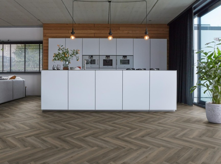 Floorlife / Ambiant YUP Herringgbone PVC Plak Dryback 9096350619 dark grey