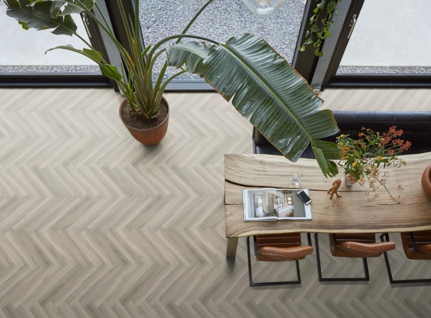 BONN Herringbone visgraat pvc silent rigid click micro-bevel 4V - Grey
