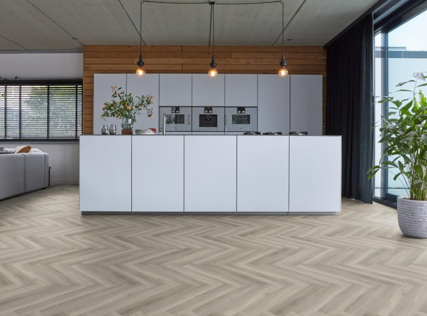 Ambiant / Floorlife YUP Herringbone Visgraat PVC Plak Dryback 9096350519 laminaat grijs