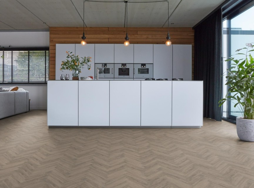 BONN Visgraat Plak Pvc SMOKY HERRINGBONE DRYBACK ( LEVENSLANGE GARANTIE ) / micro-bevel 4v / PVC Vloer / Plak PVC