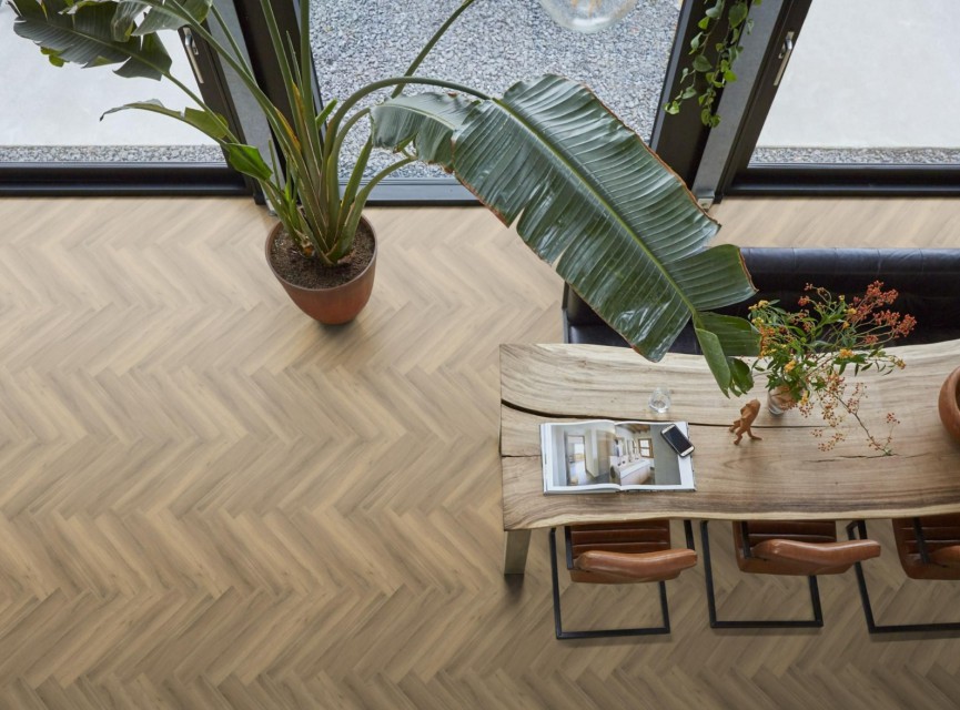 BONN Herringbone visgraat pvc dryback micro-bevel 4V - Natural