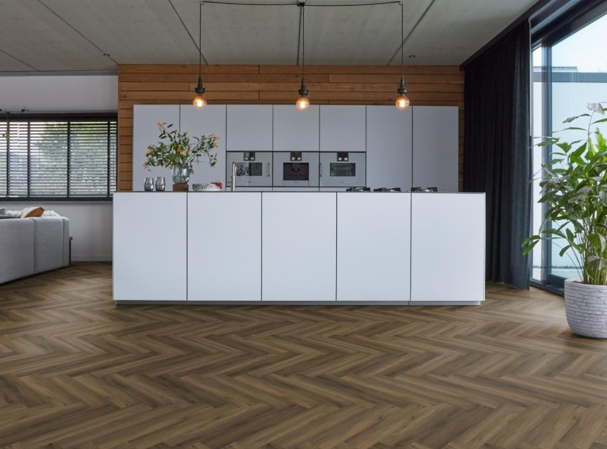 BONN Herringbone PVC Plak warm brown