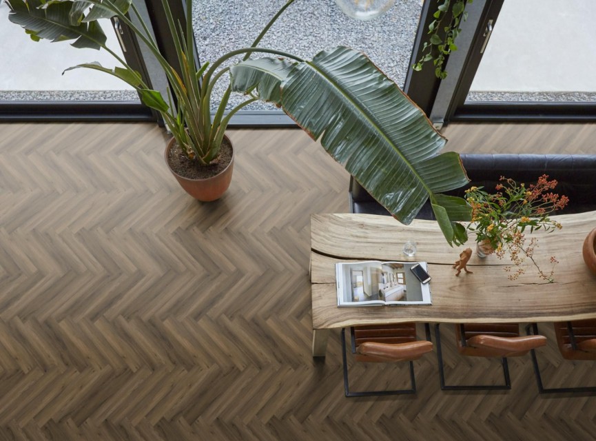 Floorlife / Ambiant YUP Herringbone Visgraat PVC Click 6158350119 warm brown