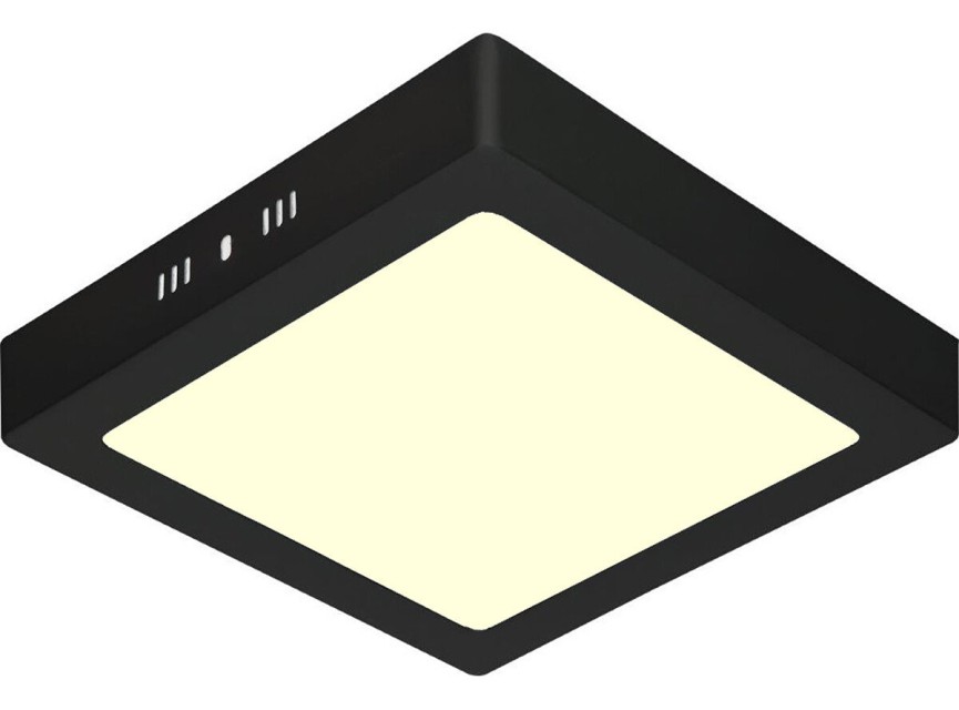 LED Downlight - 18W - Warm Wit 3000K - Mat Zwart - Opbouw - Vierkant - Aluminium - 225mm