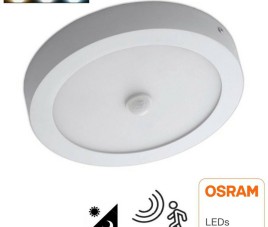 LED Downlight - Facto Dury - PIR Bewegingssensor 360° + Dag en Nacht Sensor - Aanpasbare Vermogen - Aanpasbare Kleur - Opbouw - Rond - Mat Wit - OSRAM LEDs