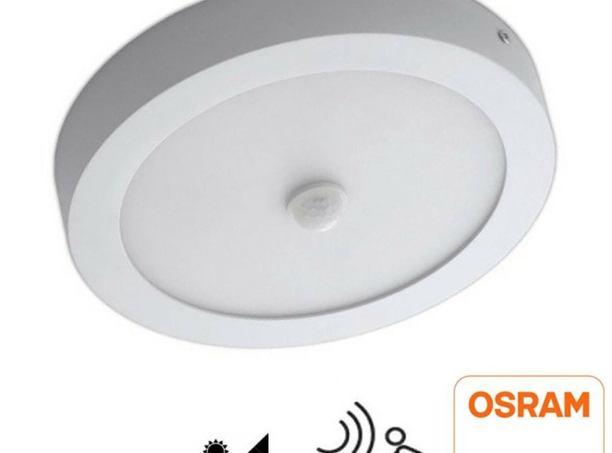 LED Downlight - Facto Dury - PIR Bewegingssensor 360° + Dag en Nacht Sensor - Aanpasbare Vermogen - Aanpasbare Kleur - Opbouw - Rond - Mat Wit - OSRAM LEDs