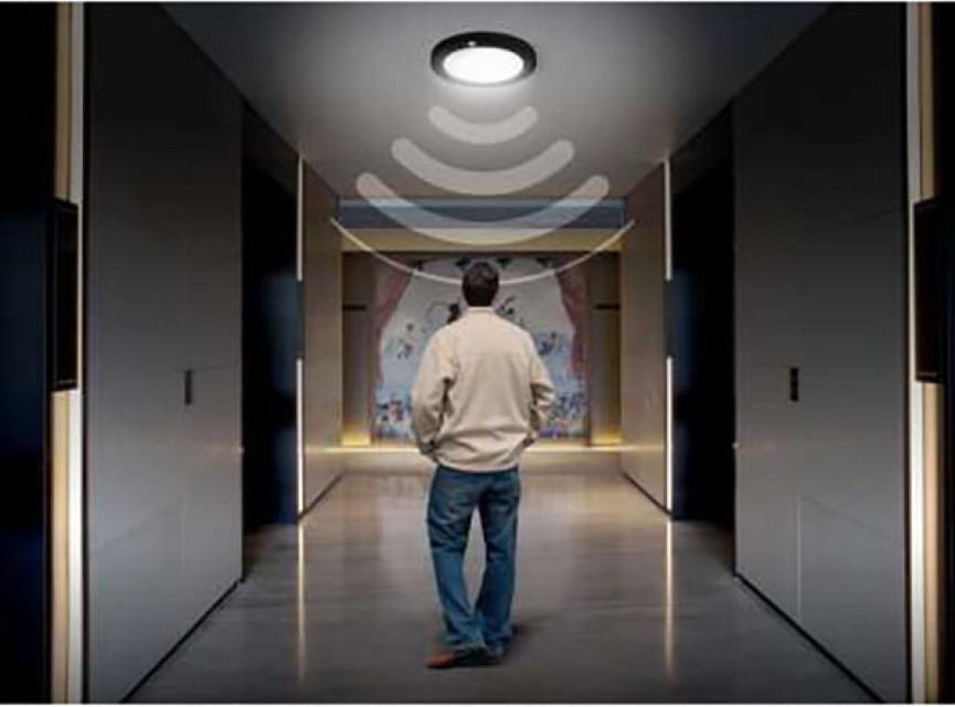 LED Plafondlamp met Bewegingssensor + Dag en Nacht Sensor - 18W - Aanpasbare Kleur CCT - 360° Zichthoek - Opbouw/Inbouw - Rond - Mat Zwart