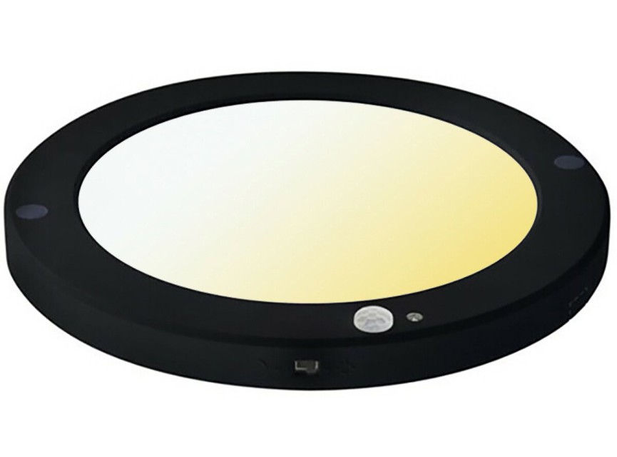 LED Plafondlamp met Bewegingssensor + Dag en Nacht Sensor - 18W - Aanpasbare Kleur CCT - 360° Zichthoek - Opbouw/Inbouw - Rond - Mat Zwart