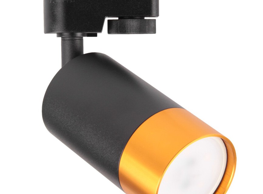 LED Railverlichting - Track Spot - Prixa Trin - GU10 Fitting - 1 Fase - Rond - Zwart/Goud - Aluminium