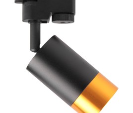 LED Railverlichting - Track Spot - Prixa Trin - GU10 Fitting - 1 Fase - Rond - Zwart/Goud - Aluminium