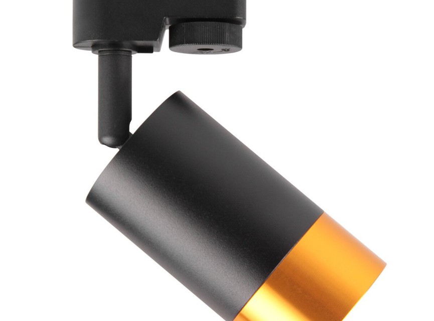 LED Railverlichting - Track Spot - Prixa Trin - GU10 Fitting - 1 Fase - Rond - Zwart/Goud - Aluminium