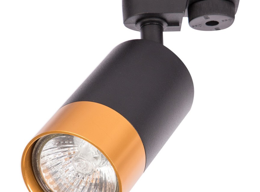 LED Railverlichting - Track Spot - Prixa Trin - GU10 Fitting - 1 Fase - Rond - Zwart/Goud - Aluminium