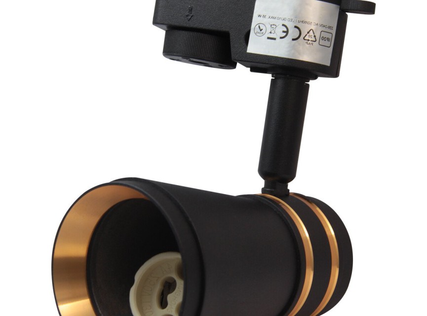 LED Railverlichting - Track Spot - Prixa Tron - GU10 Fitting - 1 Fase - Rond - Zwart/Goud - Aluminium
