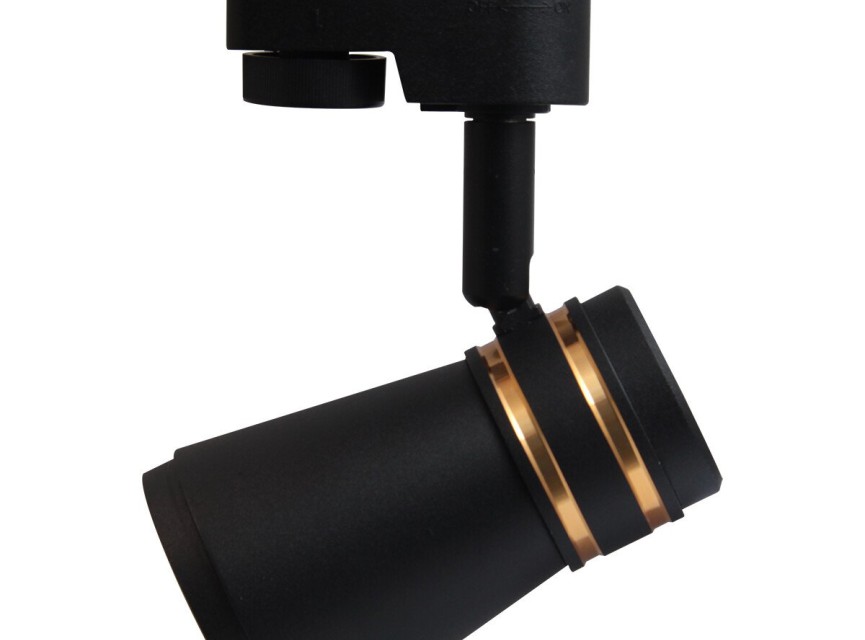 LED Railverlichting - Track Spot - Prixa Tron - GU10 Fitting - 1 Fase - Rond - Zwart/Goud - Aluminium
