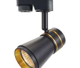 LED Railverlichting - Track Spot - Prixa Tron - GU10 Fitting - 1 Fase - Rond - Zwart/Goud - Aluminium