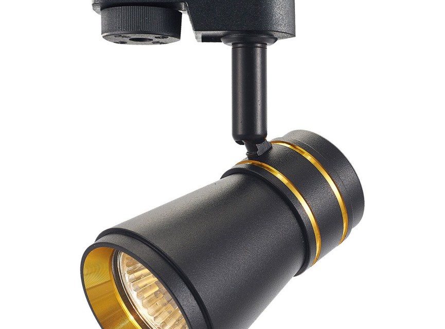 LED Railverlichting - Track Spot - Prixa Tron - GU10 Fitting - 1 Fase - Rond - Zwart/Goud - Aluminium