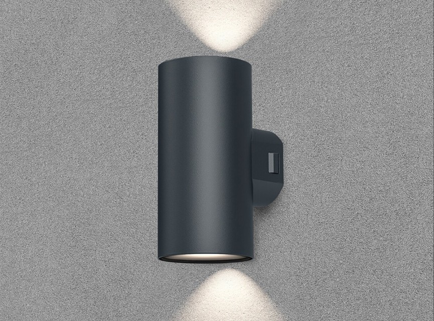 LED Wandlamp - Brinton Victa - Up & Down - 18W 1780lm - Aanpasbare Lichtkleur CCT - Voor Buiten en Binnen - Waterdicht IP65 - Rond - Antraciet