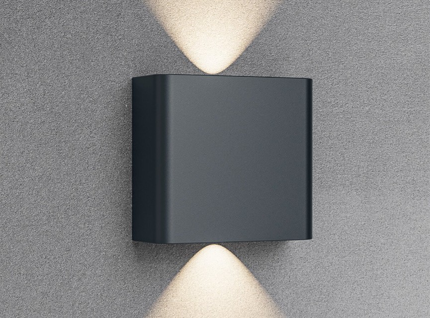 LED Wandlamp - Brinton Victo - Up & Down - 2W 180lm - Aanpasbare Lichtkleur CCT - Voor Buiten en Binnen - Waterdicht IP65 - Rechthoek - Antraciet