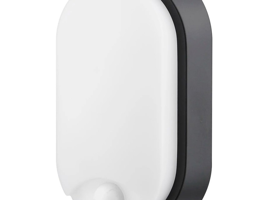 LED Wandlamp met Sensor - Kozolux Porta - 15W 1200lm - Aanpasbare Lichtkleur 3in1 CCT - IP54 - Ovaal - Zwart