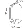 LED Wandlamp met Sensor - Kozolux Porta - 15W 1200lm - Aanpasbare Lichtkleur 3in1 CCT - IP54 - Ovaal - Zwart
