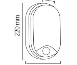LED Wandlamp met Sensor - Kozolux Porta - 15W 1200lm - Aanpasbare Lichtkleur 3in1 CCT - IP54 - Ovaal - Zwart
