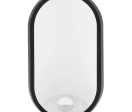 LED Wandlamp met Sensor - Kozolux Porta - 15W 1200lm - Aanpasbare Lichtkleur 3in1 CCT - IP54 - Ovaal - Zwart