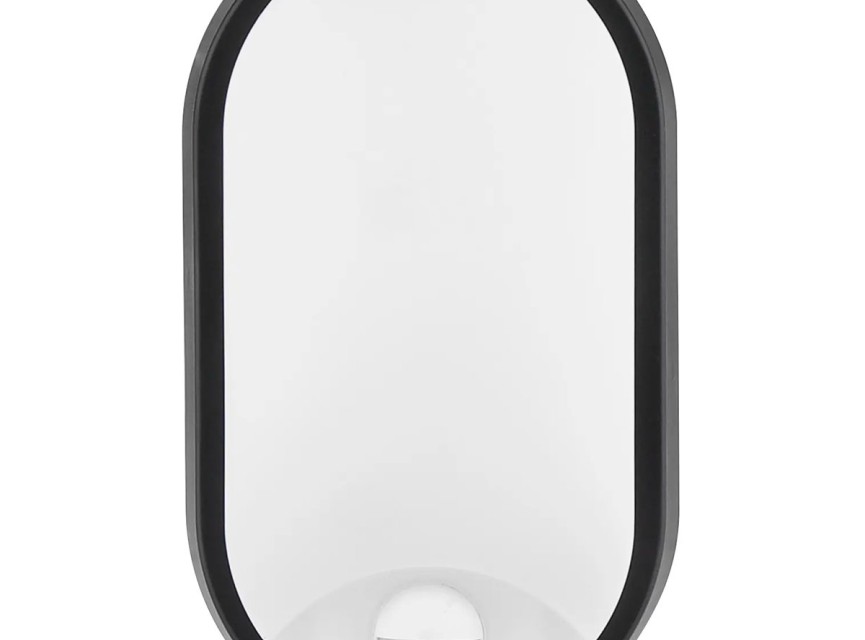 LED Wandlamp met Sensor - Kozolux Porta - 15W 1200lm - Aanpasbare Lichtkleur 3in1 CCT - IP54 - Ovaal - Zwart