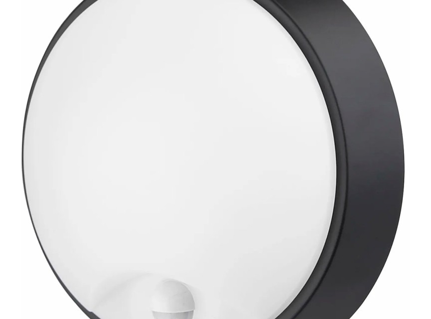LED Wandlamp met Sensor - Kozolux Sorta - 20W 1600lm - Aanpasbare Lichtkleur 3in1 CCT - IP54 - Rond - Zwart